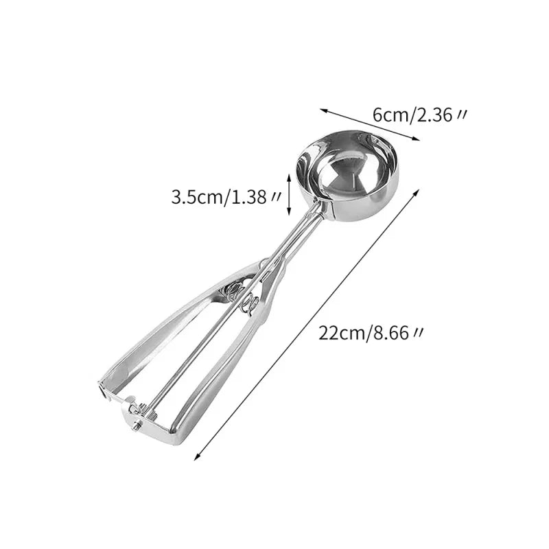 1PC Stainless Steel Ice Cream Scoop – Cookie Dough Spoon with Spring Handle