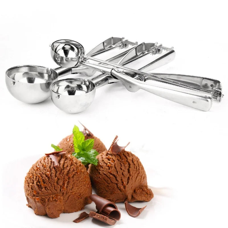 1PC Stainless Steel Ice Cream Scoop – Cookie Dough Spoon with Spring Handle