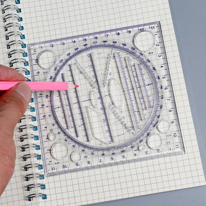 1/2Pcs Multi-Functional Geometry Drawing Ruler – Transparent Rotatable Ruler with 3D Scale