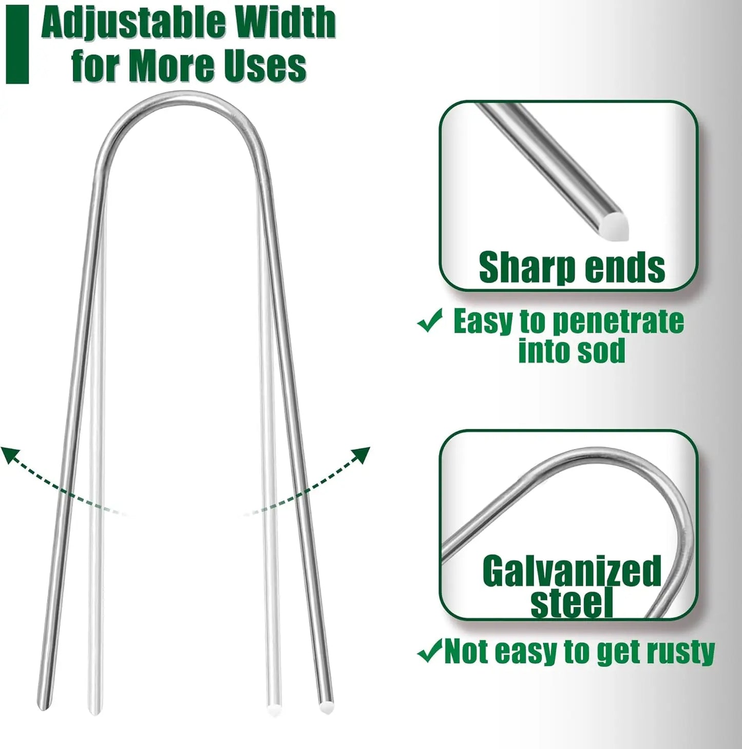 U‑Type Garden Staples – Heavy‑Duty Galvanized Landscape Stakes for Netting & Ground Covers