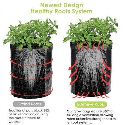 3/5/7/10 Gallon Garden Grow Bags – PE Vegetable Planter Containers for Potatoes, Carrots & Tomatoes