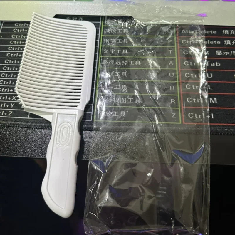 مشط تدرج الشعر للرجال - مشط حلاق احترافي ذو رأس مسطح لدمج الشعر وتدريجه وقص الشعر المتدرج 