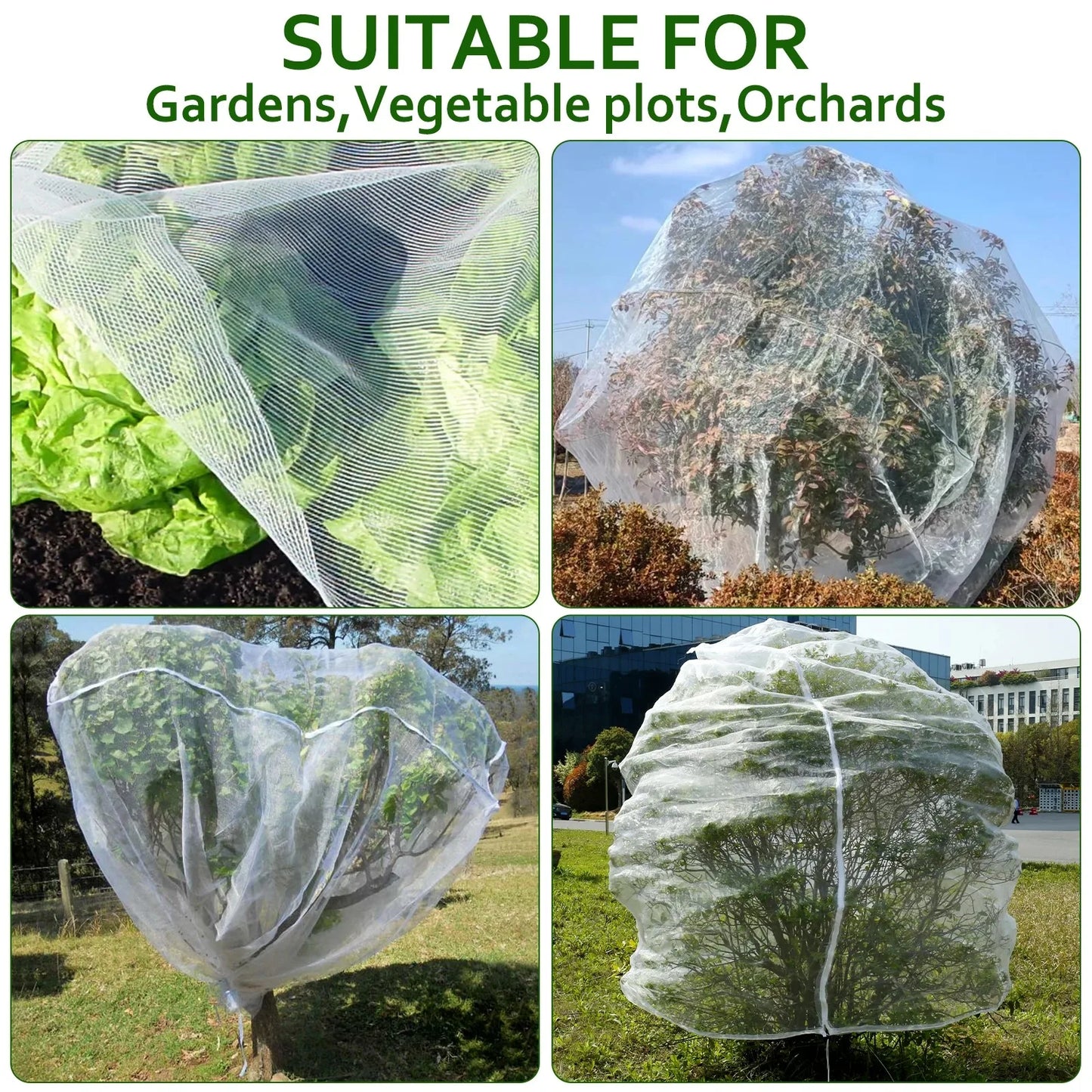 1/2Pcs Fruit Tree Insect Net 10x10 Ft Greenhouse Vegetable Plant Net Large Garden Mesh Cover with Zipper and Drawstring Durable