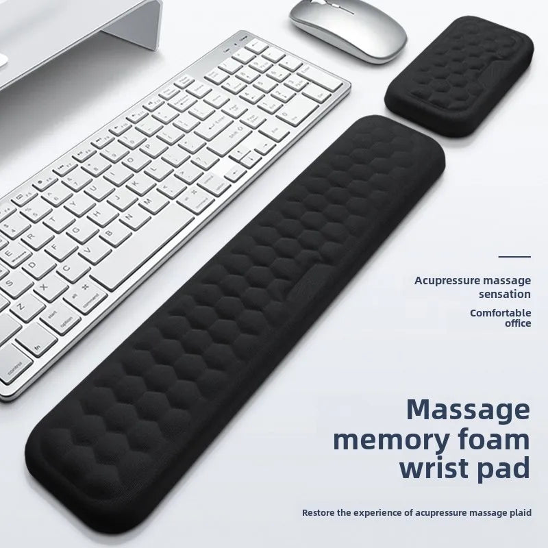 Ergonomic Memory Foam Keyboard & Mouse Wrist Rest – Office Typing Support Pad for Comfortable Wrist Protection