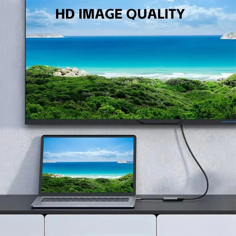محول USB-C إلى HDTV 4K – محول USB 3.1 من النوع C ذكر إلى HDMI أنثى متوافق مع أجهزة الكمبيوتر المحمولة، وأجهزة MacBook، والأجهزة اللوحية، وأجهزة التلفزيون