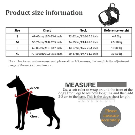 Adjustable Reflective Dog Harness – No-Pull, Breathable Pet Vest for Small to Large Dogs
