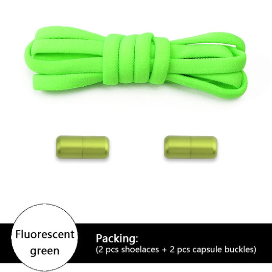 Colored Round No Tie Shoelaces – Elastic Lock Shoelaces with Matte Metal for Sneakers & Casual Shoes