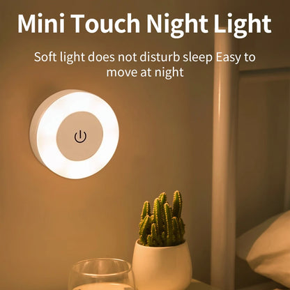 Wireless Led Book Light 6cm Rechargeable Wall Lamp with Touch Switch Night Light 3-Colors Dimmable Portable for Bedroom Reading