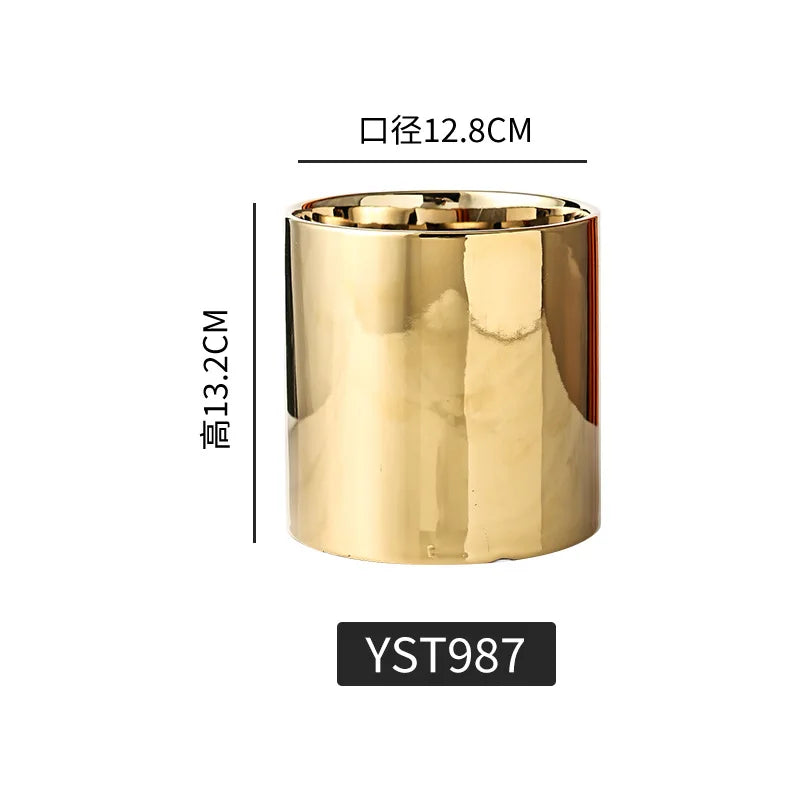 وعاء زهور سيراميكي نورديك قطعة واحدة - وعاء زهور هندسي للمكتب أو الشرفة أو طاولة القهوة 