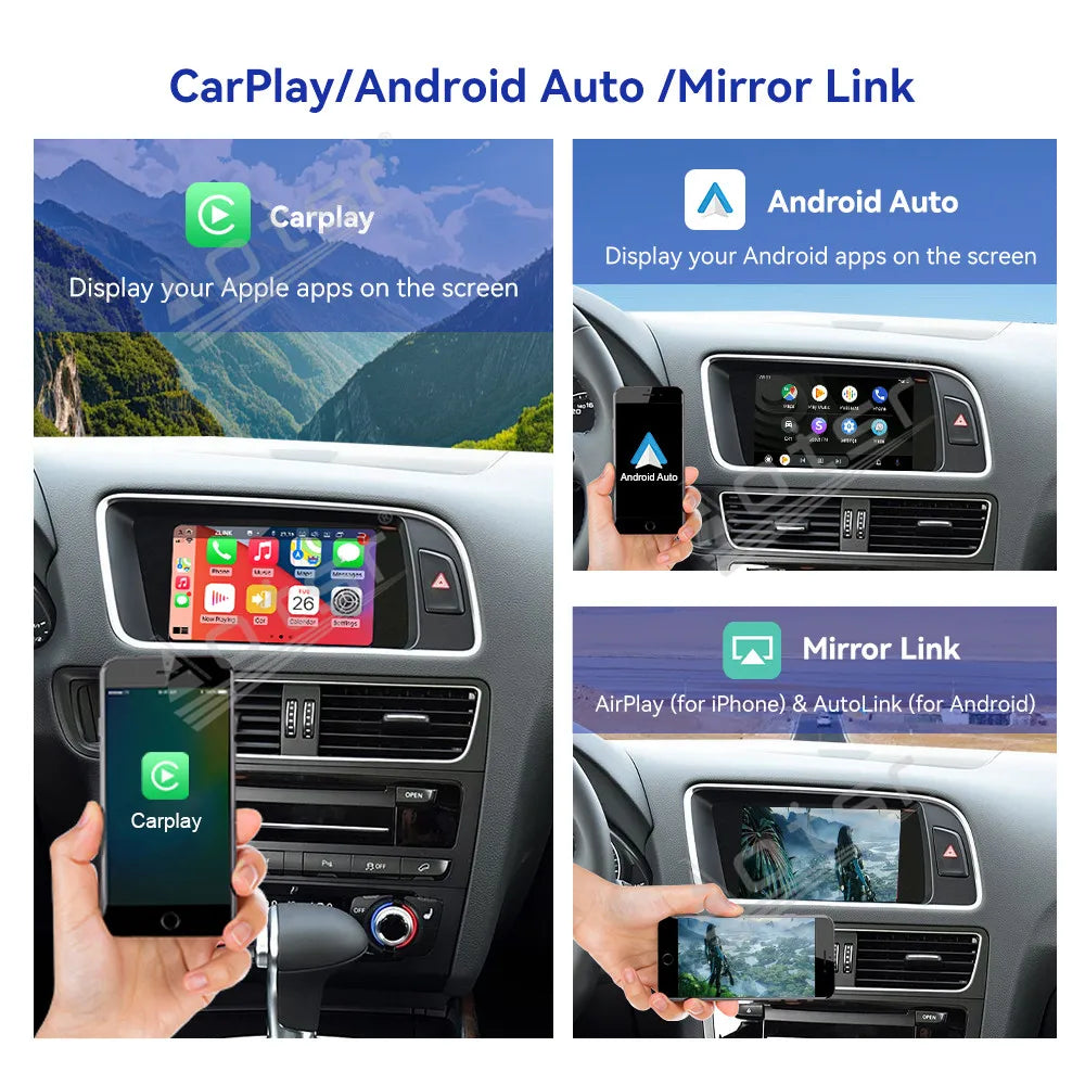 Wireless Carplay Decoder Box Android Auto Mirror Link Airplay For Audi Series Q5 3GMMI 2013-2018 General Car Accessories