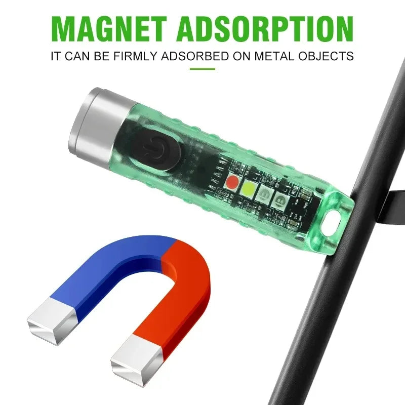 مصباح يدوي صغير متعدد الوظائف بتقنية LED، مصباح محمول يُعلق على سلسلة المفاتيح، مصباح مغناطيسي، مصباح قابل لإعادة الشحن عبر منفذ USB، مصباح يعمل بالأشعة فوق البنفسجية، مصباح طوارئ للتخييم 