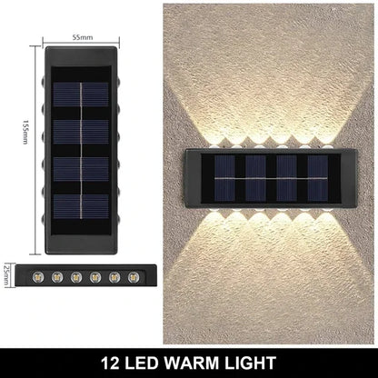 Solar Outdoor Wall Light 12 LED Waterproof Garden Light Courtyard Balustrade Decorative Atmosphere Lamp Down Luminous Solar Lamp