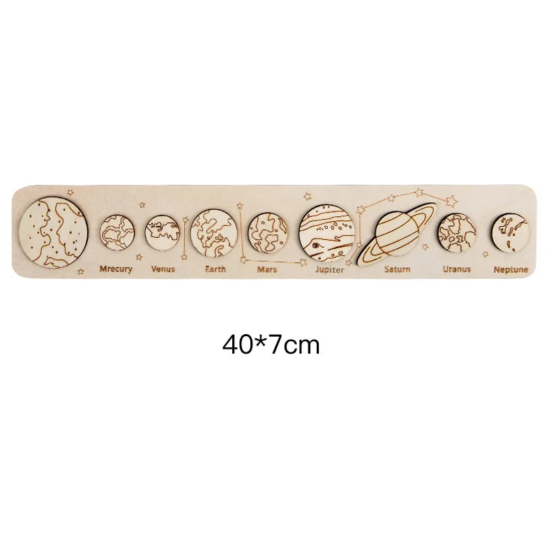 Children’s Wooden Planet Puzzle – Montessori Solar System Matching Game Toy