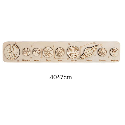 Children’s Wooden Planet Puzzle – Montessori Solar System Matching Game Toy