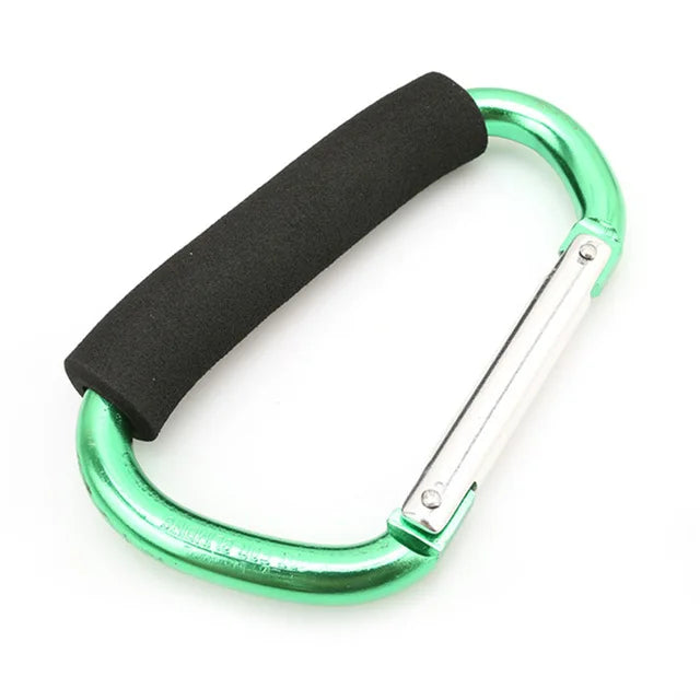 منظم خطافات عربة الأطفال كبير الحجم - مشبك حلقي من الألومنيوم على شكل حرف D للحقائب والمحافظ