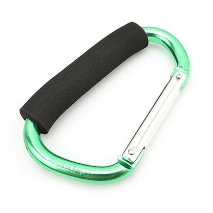 منظم خطافات عربة الأطفال كبير الحجم - مشبك حلقي من الألومنيوم على شكل حرف D للحقائب والمحافظ