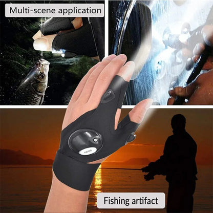 LED Light Gloves for Fishing & Outdoor Use – Fingerless Gloves with Built-in Flashlight