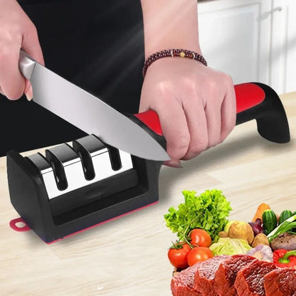 3/4 Segment Knife Sharpener Kitchen Multifunctional Handheld Fast Sharpening Stone Three-stage Cutting Knife Kitchen Supplies