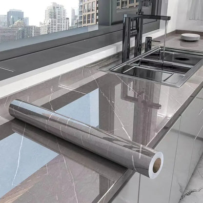 40cm Self-Adhesive Marble Wallpaper – Waterproof & Oil-Proof PVC Peel and Stick Wall Decor for Kitchen & Home