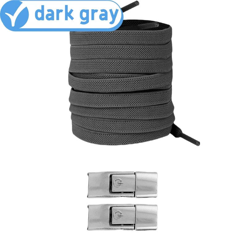 أربطة أحذية بدون عقدة - أربطة أحذية مسطحة مرنة 8 مم للأحذية الرياضية، للأطفال والكبار