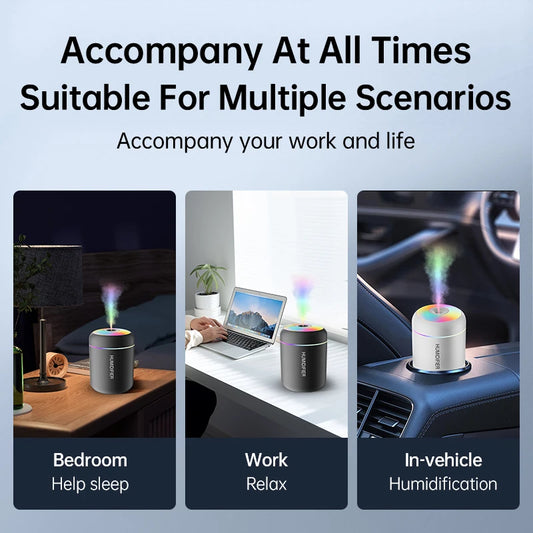 180ML USB Mini Air Humidifier – Electric Aroma Diffuser & Essential Oil Mist Maker for Car, Bedroom & Home