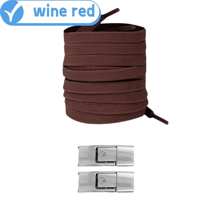 أربطة أحذية بدون عقدة - أربطة أحذية مسطحة مرنة 8 مم للأحذية الرياضية، للأطفال والكبار