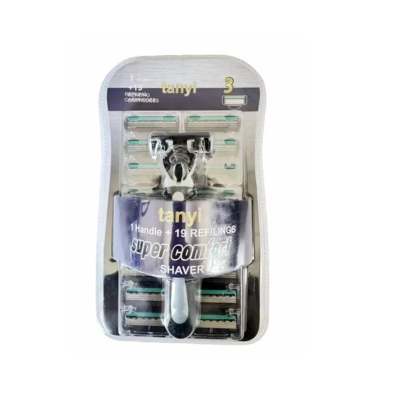 ماكينة حلاقة قابلة لإعادة الاستخدام بثلاث طبقات - نظام حلاقة متعدد الأدوات مع 18 شفرة