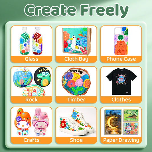 مجموعة ألوان أكريليك 12/18/24 لونًا - ألوان فنية محمولة مقاومة للماء لأعمال يدوية يدوية