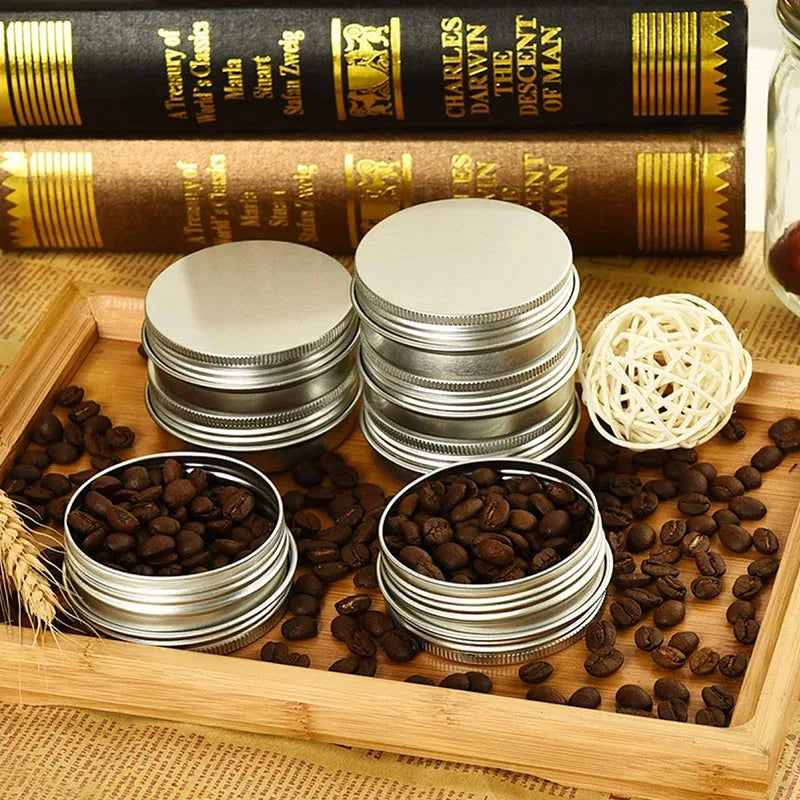 10-Pack Silver Aluminum Screw-Top Tins – Round Containers for Candles, Spices, Gifts