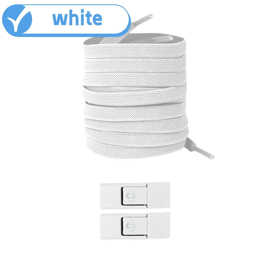 أربطة أحذية بدون عقدة - أربطة أحذية مسطحة مرنة 8 مم للأحذية الرياضية، للأطفال والكبار