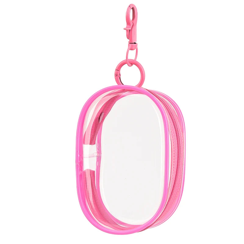 Portable Mini Clear Zipper Storage Bag With Keychain Makeup Brush Travel Cosmetics Organizer Case Cute Pvc Dustproof Bags Tool