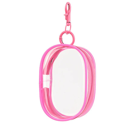 Portable Mini Clear Zipper Storage Bag With Keychain Makeup Brush Travel Cosmetics Organizer Case Cute Pvc Dustproof Bags Tool