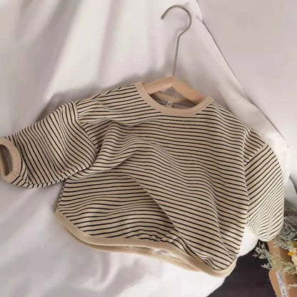 ملابس أطفال قطنية من لاوادكا، تيشيرتات بأكمام طويلة مخططة، تيشيرتات أطفال للأولاد والبنات، تيشيرتات كاجوال للأطفال، مناسبة لفصلي الخريف والربيع، مقاسات من 1 إلى 8 سنوات 