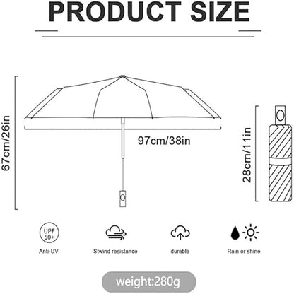 8-Rib Automatic Folding Umbrella – Windproof Compact Umbrella with UV Protection for Sun & Rain