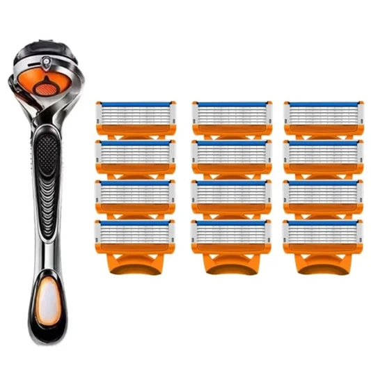 Manual Razor for Men – Refillable Beard Shaver with Replaceable Blades for Face & Beard Grooming