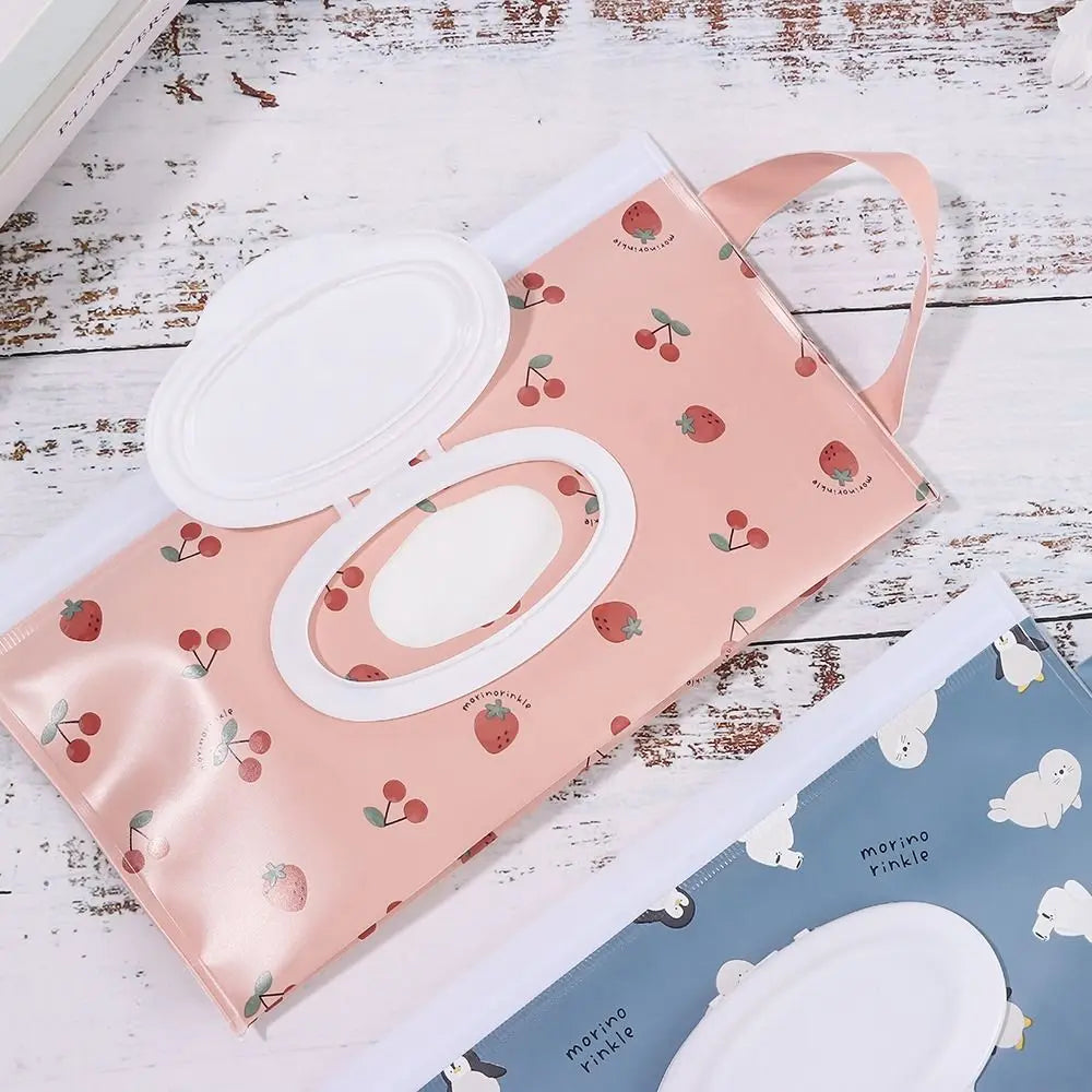 حقيبة مناديل مبللة من مادة EVA - حقيبة محمولة لمناديل الأطفال المبللة مع غطاء قلاب وحافظة بحزام كبس