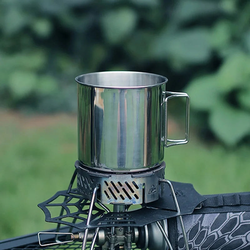 Stainless Steel Camping Cup – 250ml / 350ml / 500ml Portable Outdoor Mug with Carabiner & Foldable Handle