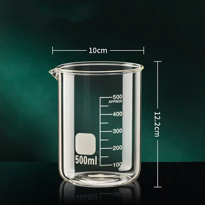 High Borosilicate Glass Measuring Cup – Clear Beaker with Scale for Kitchen Baking or Lab Use (50ml–1000ml)