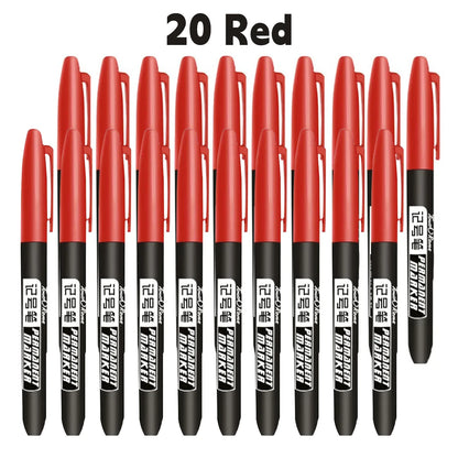 6 PCS Permanent Marker Pen Manga Drawing Markers Black Blue Red Waterproof Ink Sketch Pens Stationery Art School Supplies