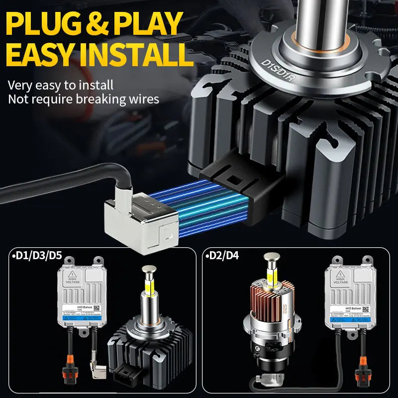قطعتان من مصابيح زينون HID بديلة لمصابيح BMW X6 E71 E72 موديلات 2008-2014، مصابيح أمامية LED D1S H11 بتقنية Canbus، لون أبيض 6000 كلفن، إضاءة عالية/منخفضة، مصابيح ضباب 