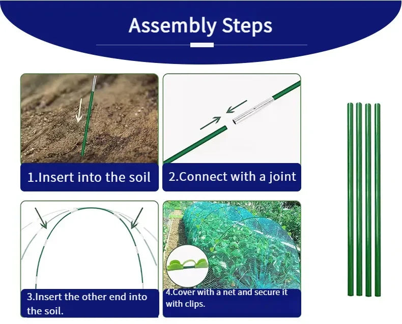 Fiberglass Garden Support Rod – Arch & Shed Frame for Vegetable & Greenhouse Structures