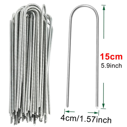 U‑Type Garden Staples – Heavy‑Duty Galvanized Landscape Stakes for Netting & Ground Covers
