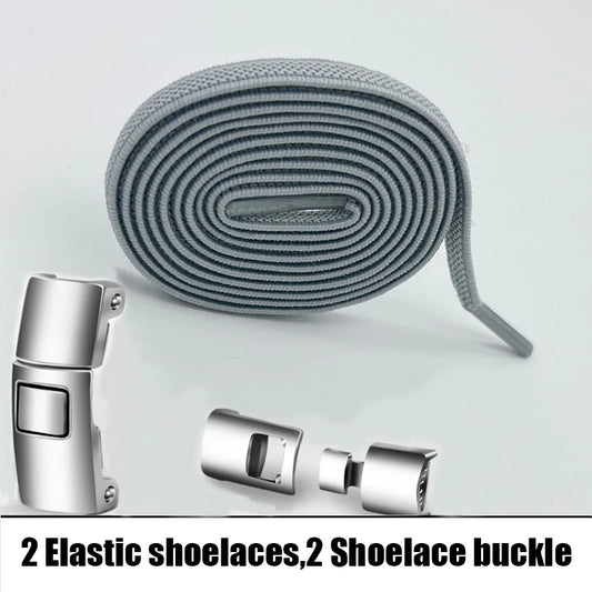 Elastic Cross Buckle No Tie Shoelaces – Tieless Flat Shoelaces for Kids & Adults with Interlocking Design