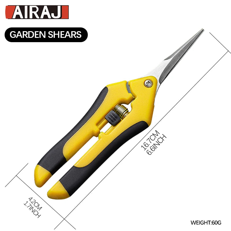 AIRAJ 7-Inch Pruning Scissors – Garden Shears for Bonsai, Fruit, and Weeds