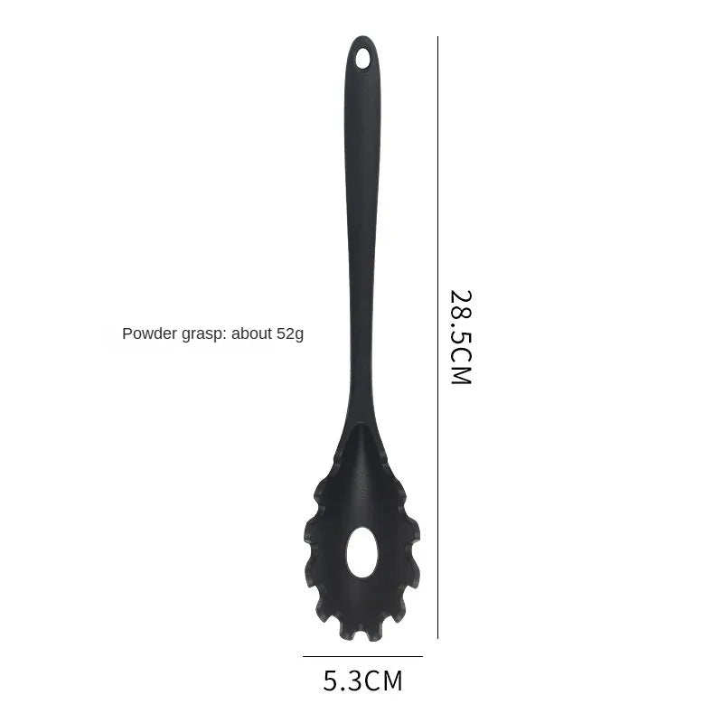 8ps Household black Silicone kitchenware 8-piece set of Chinese spaghetti spoon salad spaghetti spaghetti spaghetti，Rice spoon，