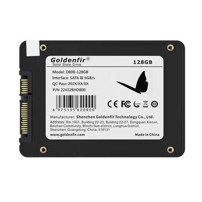 قرص صلب من نوع SSD من Goldenfir بسعة 128 جيجابايت SATAIII، متوفر بسعات 512 جيجابايت، 480 جيجابايت، 256 جيجابايت، و1 تيرابايت، و500 جيجابايت، بحجم 2.5 بوصة، مناسب لأجهزة الكمبيوتر المحمولة. 