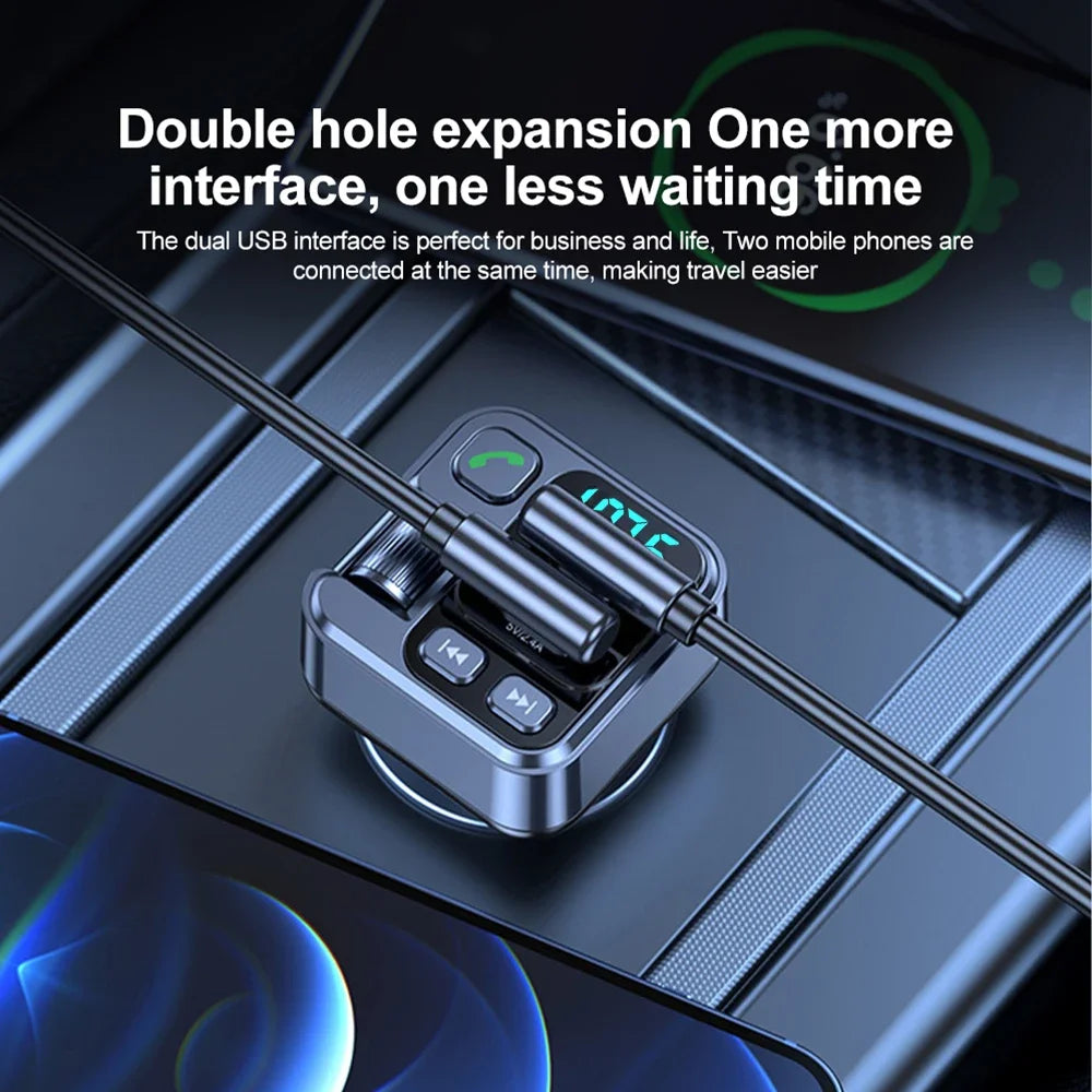 Bluetooth 5.1 Car FM Transmitter Car MP3 Stereo Music Player Handsfree 3.5mm Aux Wireless Car Kit 30W PD USB-C Fast Charger