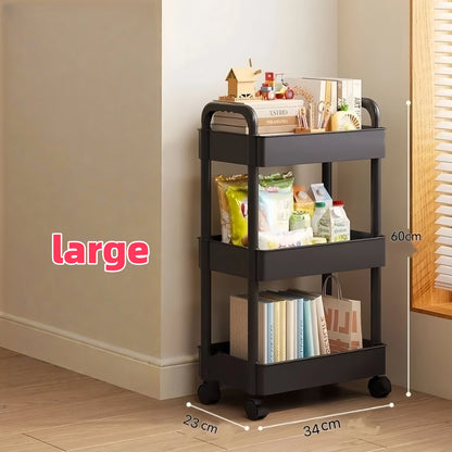 Multi-Layer Utility Rolling Cart with Lockable Wheels – Small Floor-to-Floor Storage Rack for Kitchen, Bathroom & Bedroom