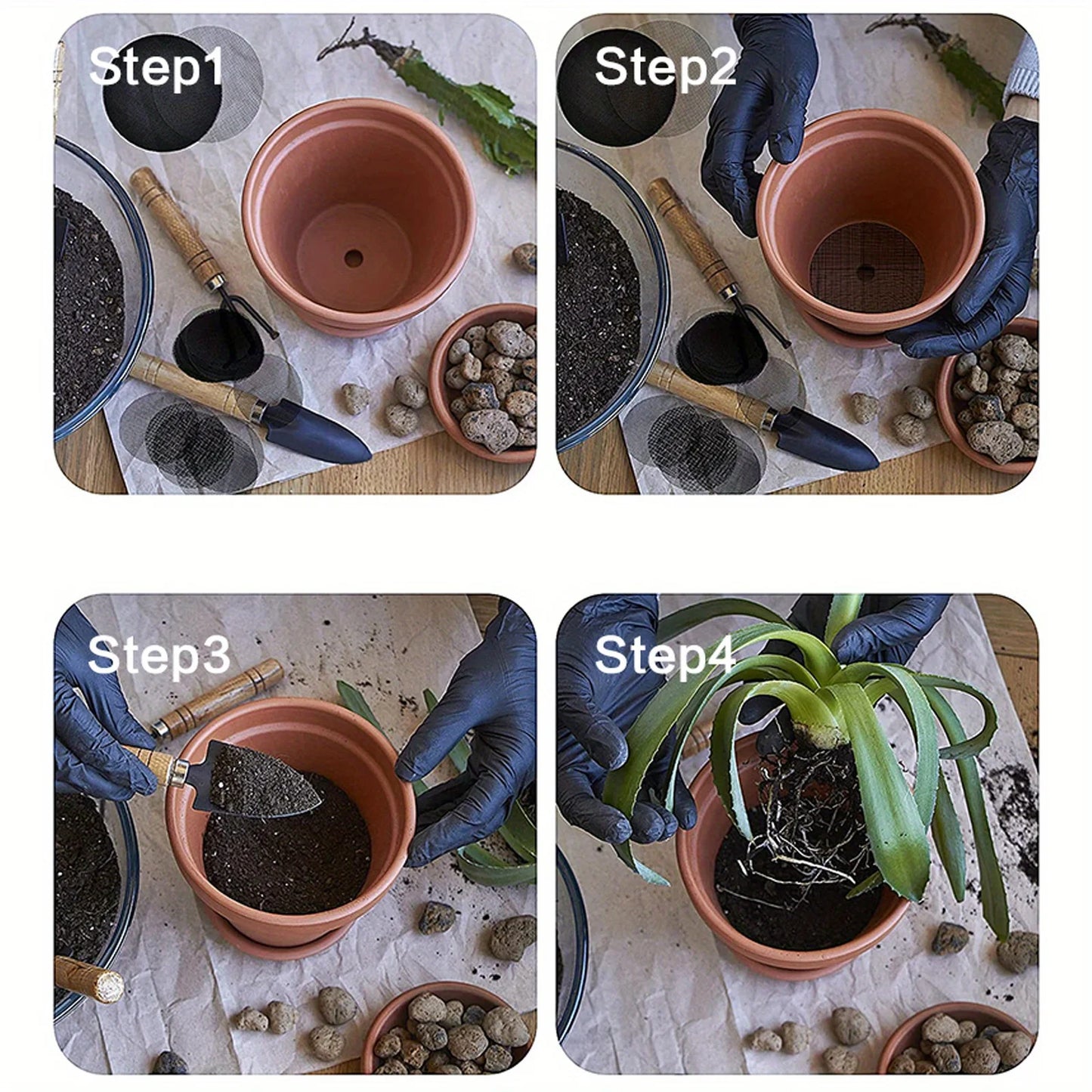 50PCS Breathable Mesh Pads – Soil Drainage Gaskets for Flower Pots & Planters