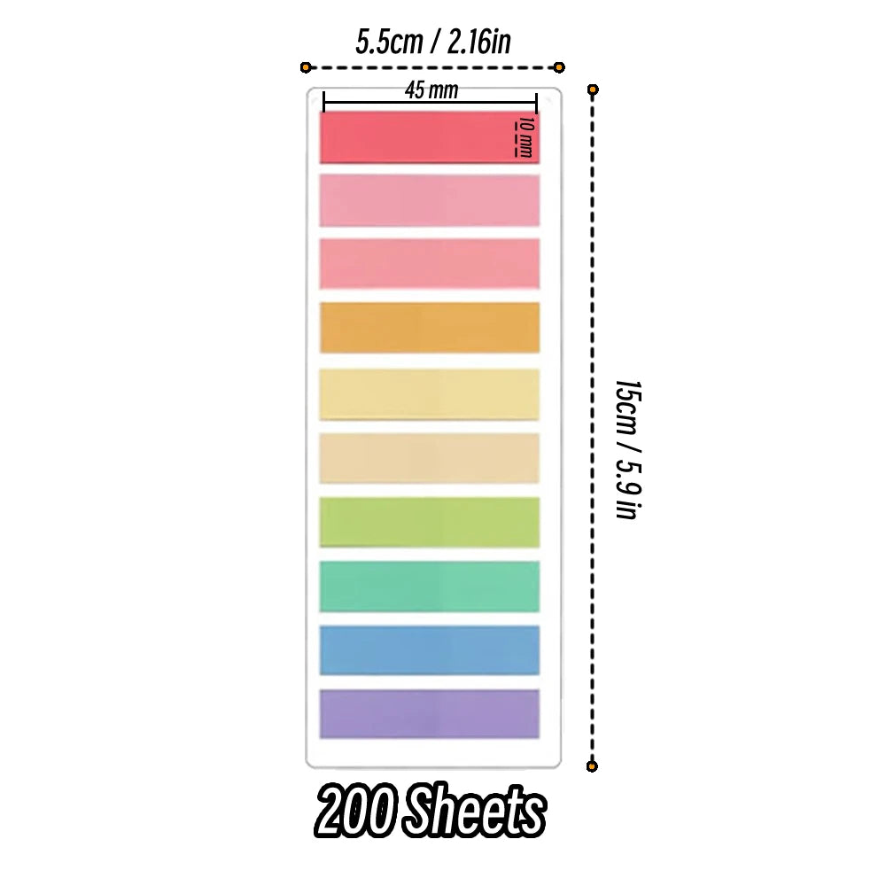 2400S Transparent Sticky Notes – Colorful Index Memo Pads for School & Office